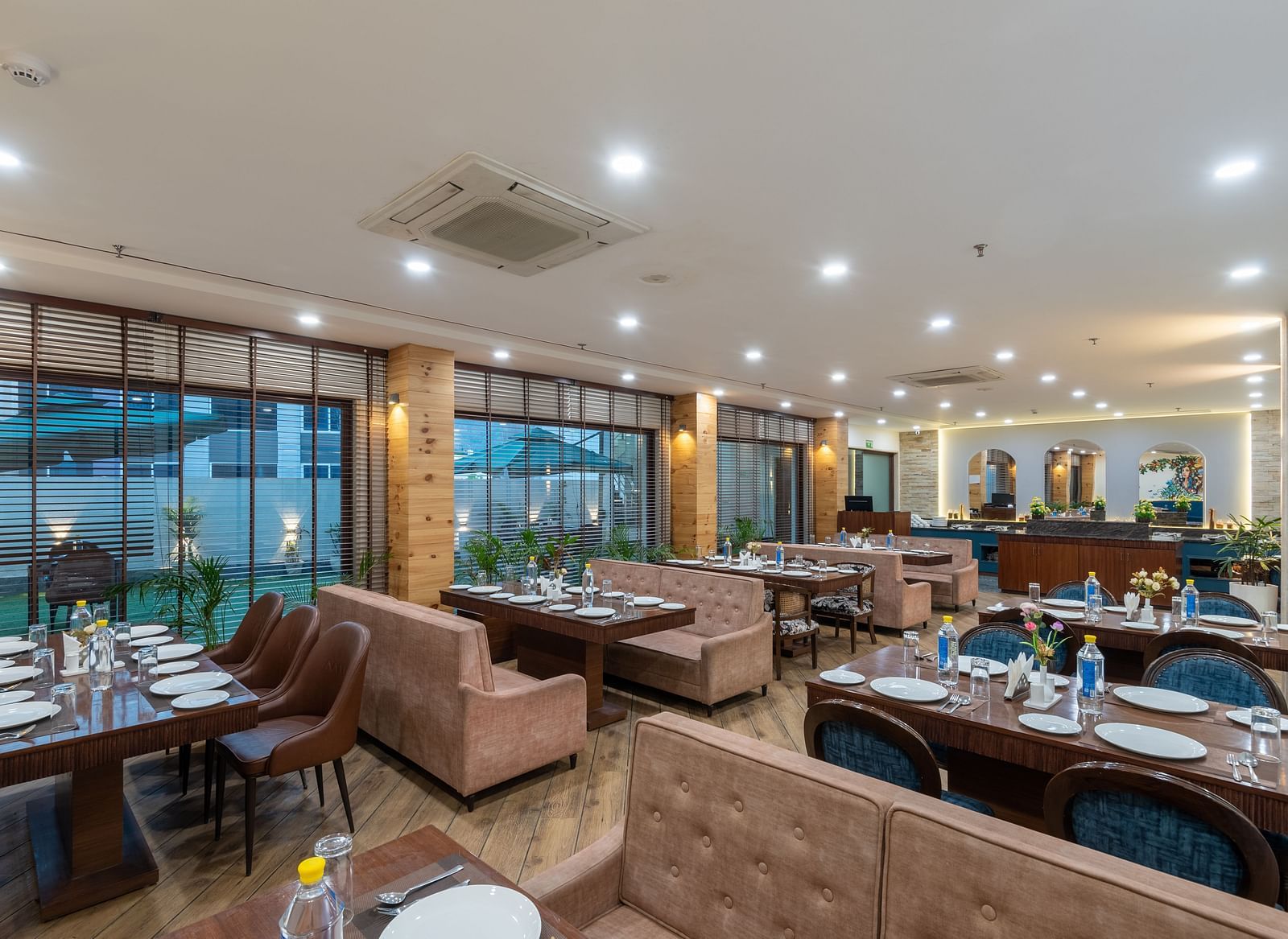 Dining area of a restaurant featuring air-conditioning and illuminating lights at DLS The Classio